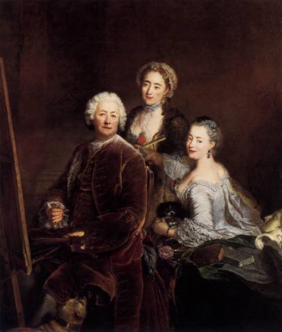 Self-Portrait with Daughters  1754  by Antoine Pesne   1683-1757      Staatliche Museen zu Berlin 